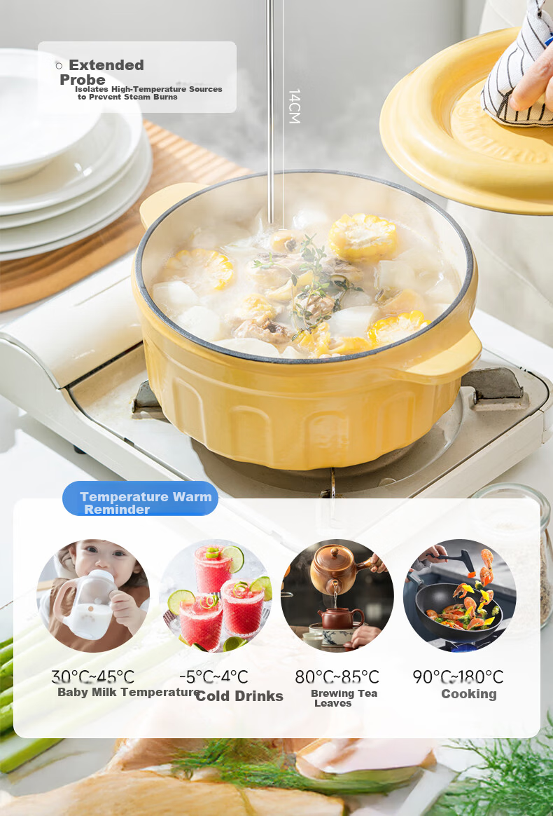 Tinghui Rapid Food Thermometer Probe Indoor Temperature Gauge Foldable Water Thermometer Milk Thermometer YZ6021 7