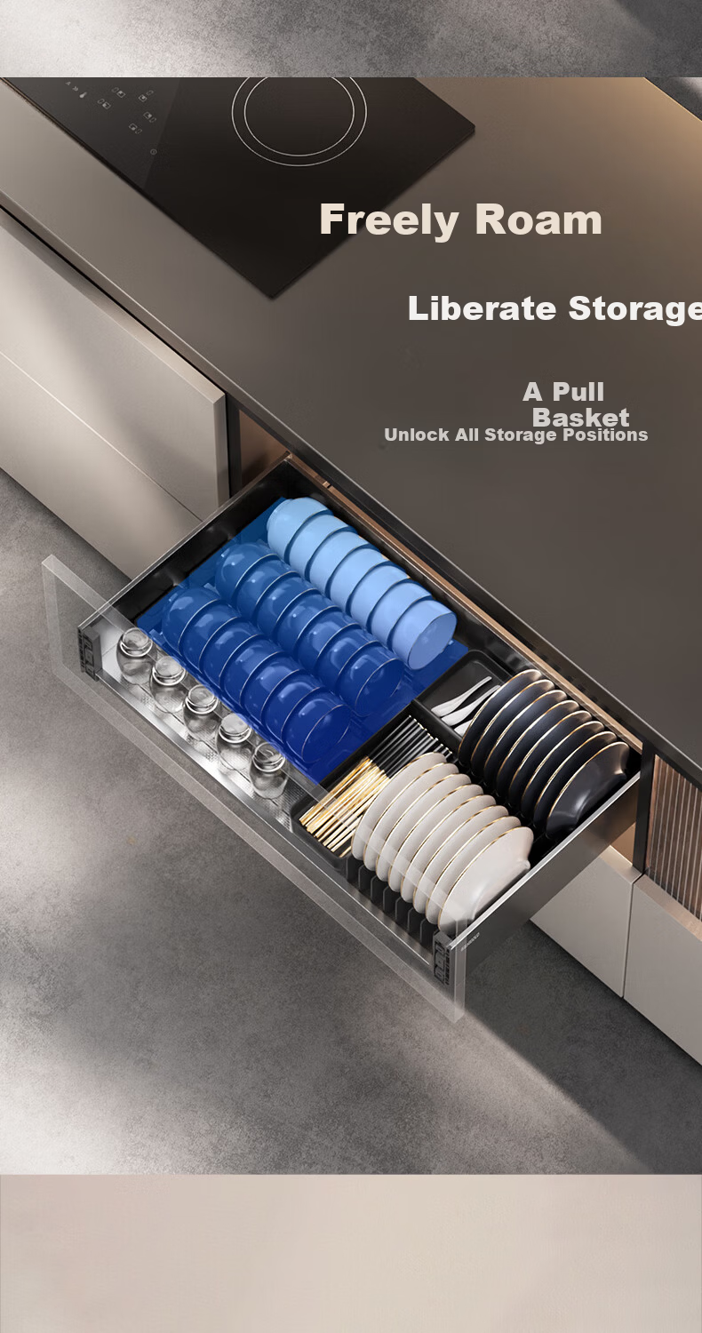 HIGOLD Kitchen Cabinet Pull Basket Multi-Drawer Stainless Steel Dish Rack Double Layer 900 Cabinet 5