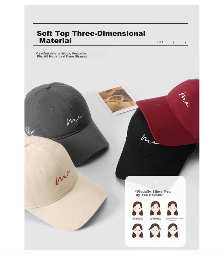 Peak Summer Sports Cap Fashion Simple Curved Brim Large Head Circumference Baseball Cap Sun Protection Embroidered Duckbill Hat 4