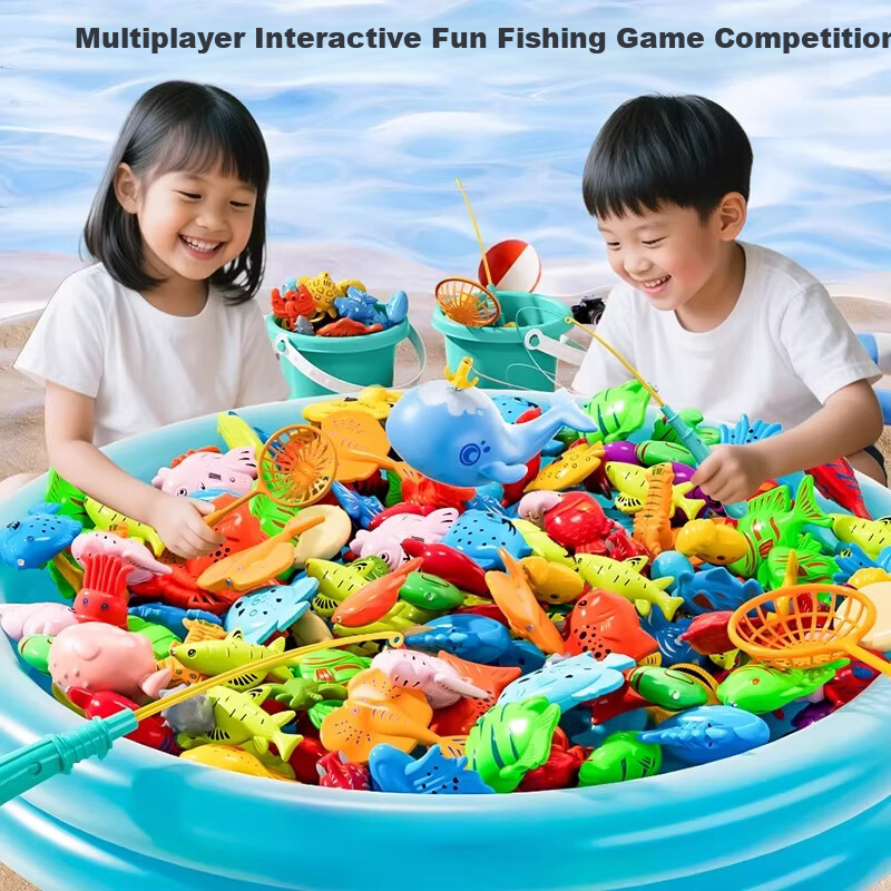 Miaobeile Fishing Educational Toy for Children Ages 3 and Up, Girls and Boys, Magnetic Fishing Net Water Play Pool Park