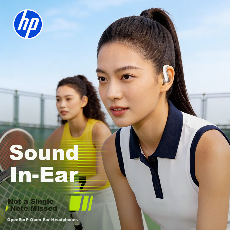 HP Open Ear P Sports Bluetooth Earphones Ear-Hook Waterproof Bone Conduction Long Battery Life Bluetooth 6.0 Gaming Music Android Apple Universal Cloud White