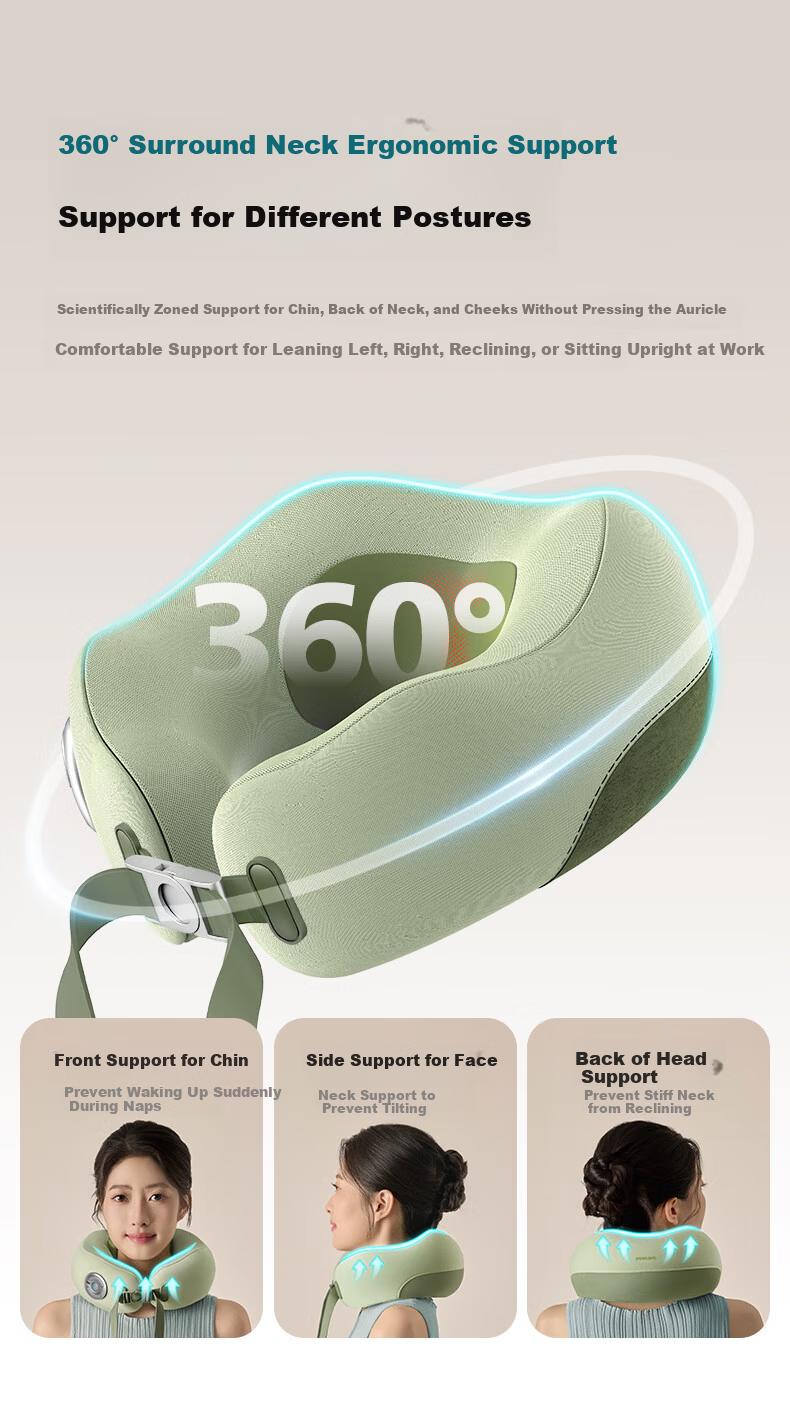 PHILIPS Neck Massager, Small U-Shaped Pillow Massager for Multi-Body Massage And Heat Therapy, Travel And Business Trip Support, 3107N Green, Holiday Birthday Gift, Company Team Building Present 10