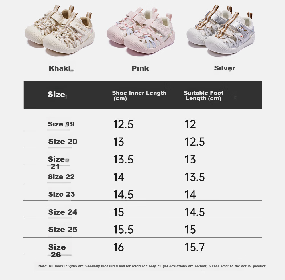 BOBDOG Toddler Baby First Walk Shoes Children's Sandals Infant 2026 Summer New Unisex Khaki Size 19 3