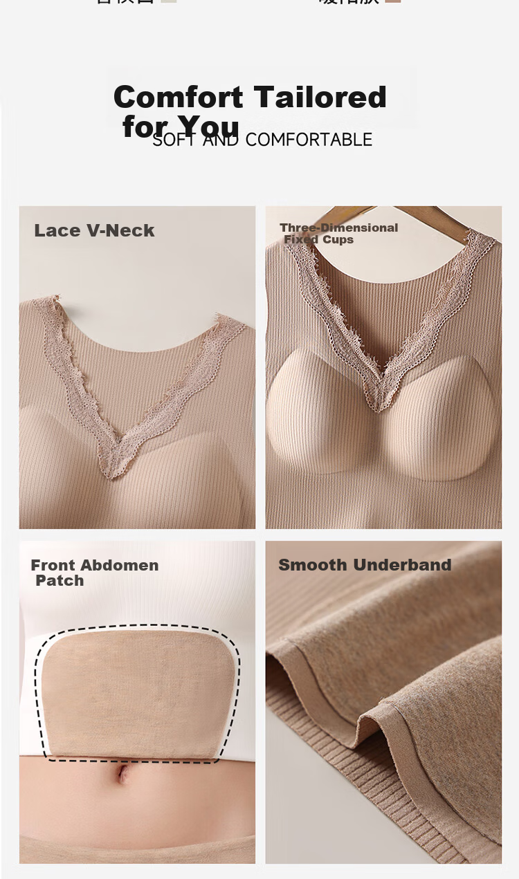 GUJIN Women's Cashmere Silk Thermal Vest 2025 New Thickened Fleece Lined German Velvet Bra Pad Integrated Winter Vest 19