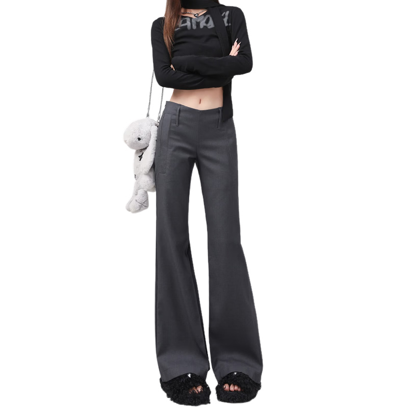 FitonTon Women's Suit Pants 2026 Spring Summer New American Retro Low Waist Slight Flare Slim Casual Wide Leg Pants