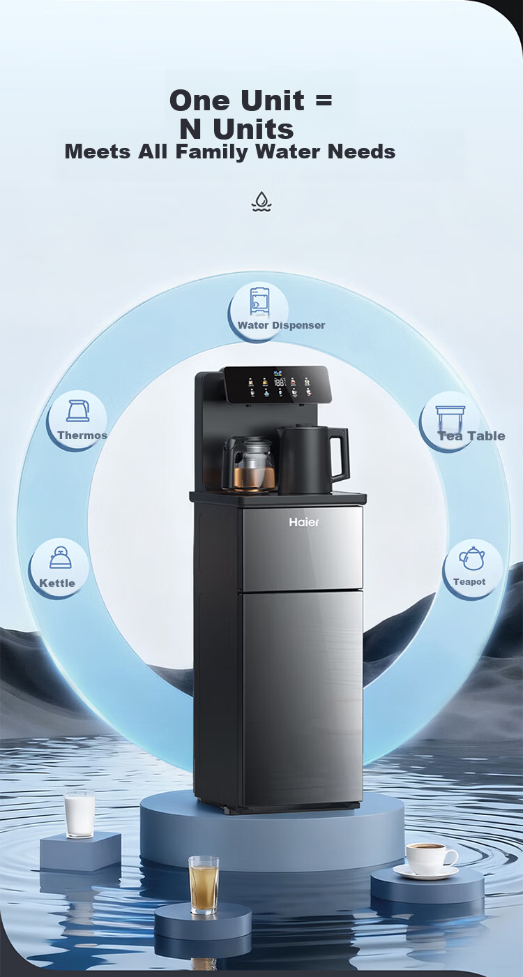 Haier Little Star Pro 2026 Tea Bar Machine New Model Water Dispenser Home High-End Living Room 316L Stainless Steel Kettle Integrated Automatic Water Supply Bottom Placement Tea Bar Cabinet Warm and H 14