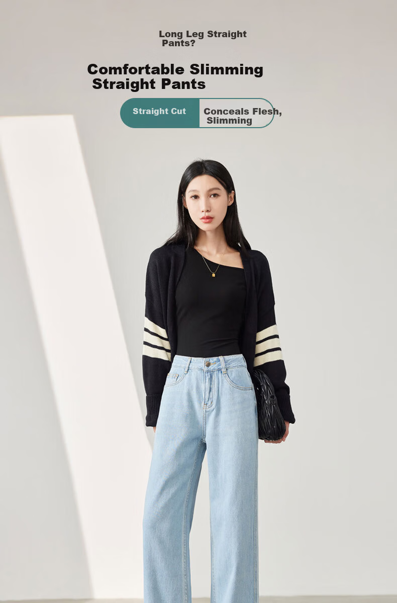 LangSha Straight-Leg Jeans for Women, Color-Fast High-Quality Spring And Autumn Long Pants, 2025 Loose Slim Wide-Leg Trousers 2