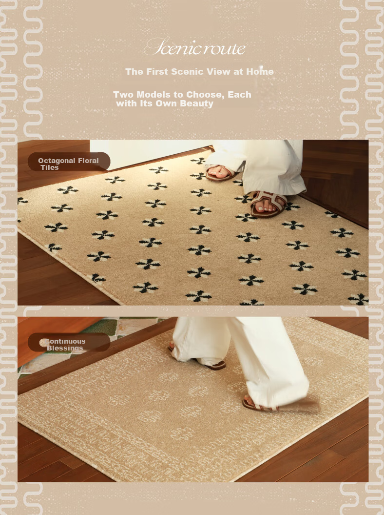 Saibosi Beautiful Champagne Gold Lucky Woven Entrance Mat, French-Style Non-Absorbent Hallway Doormat, Foot Mat for Entryway, 80X120CM 2