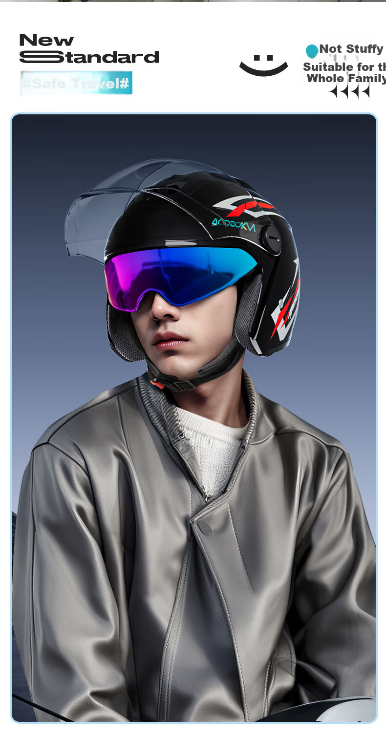 40,000 Kilometers New National Standard 3C Certified Electric Motorcycle Helmet Winter Warm Motorcycle Helmet Anti-Fog Visor Unisex Matte Black 4