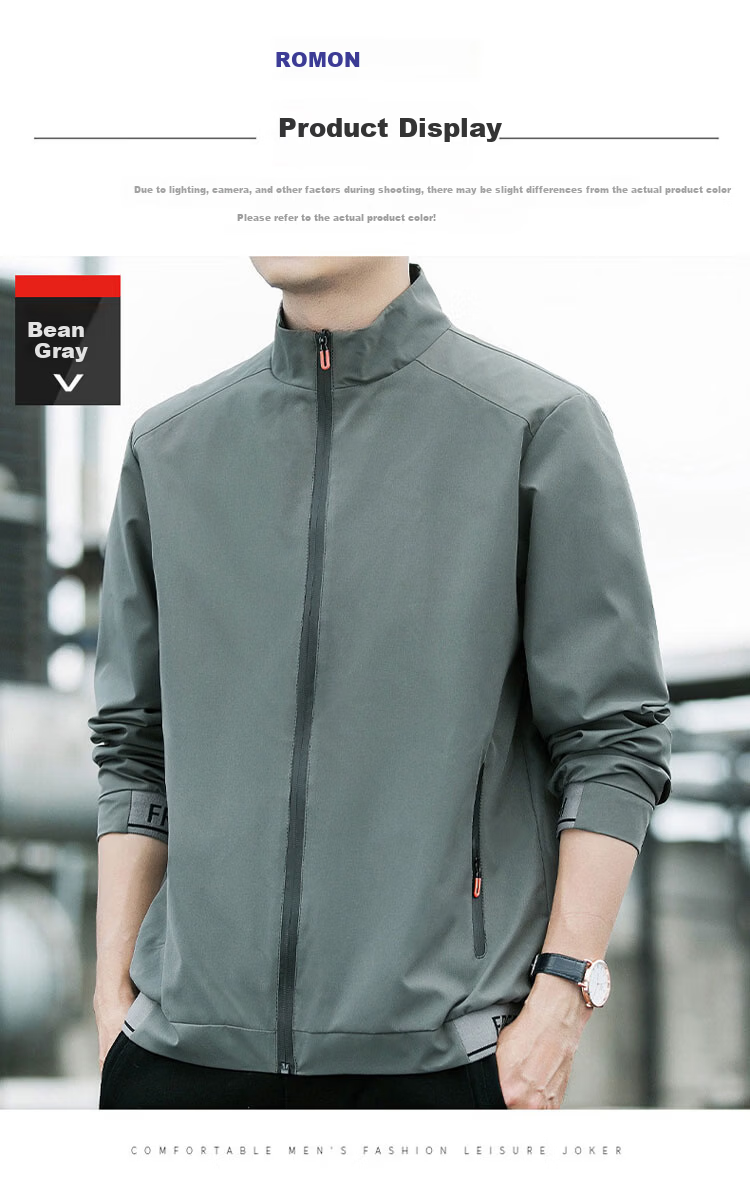 ROMON Men's Jacket 2026 Spring New Business Casual Loose Fit Stand Collar Men's Outdoor Jacket 4