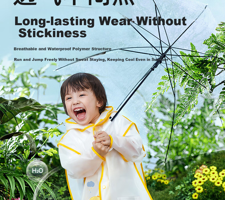 Betis Kids Raincoat Boys Girls Waterproof Rainwear Kindergarten Primary School Student Rain Poncho 15
