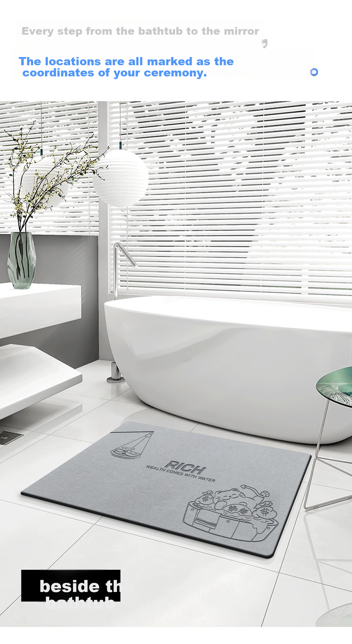 Fengliang Bathroom Absorbent Non-Slip Bath Mat Quick-Dry Thickened Floor Mat for Toilet and Washroom 8