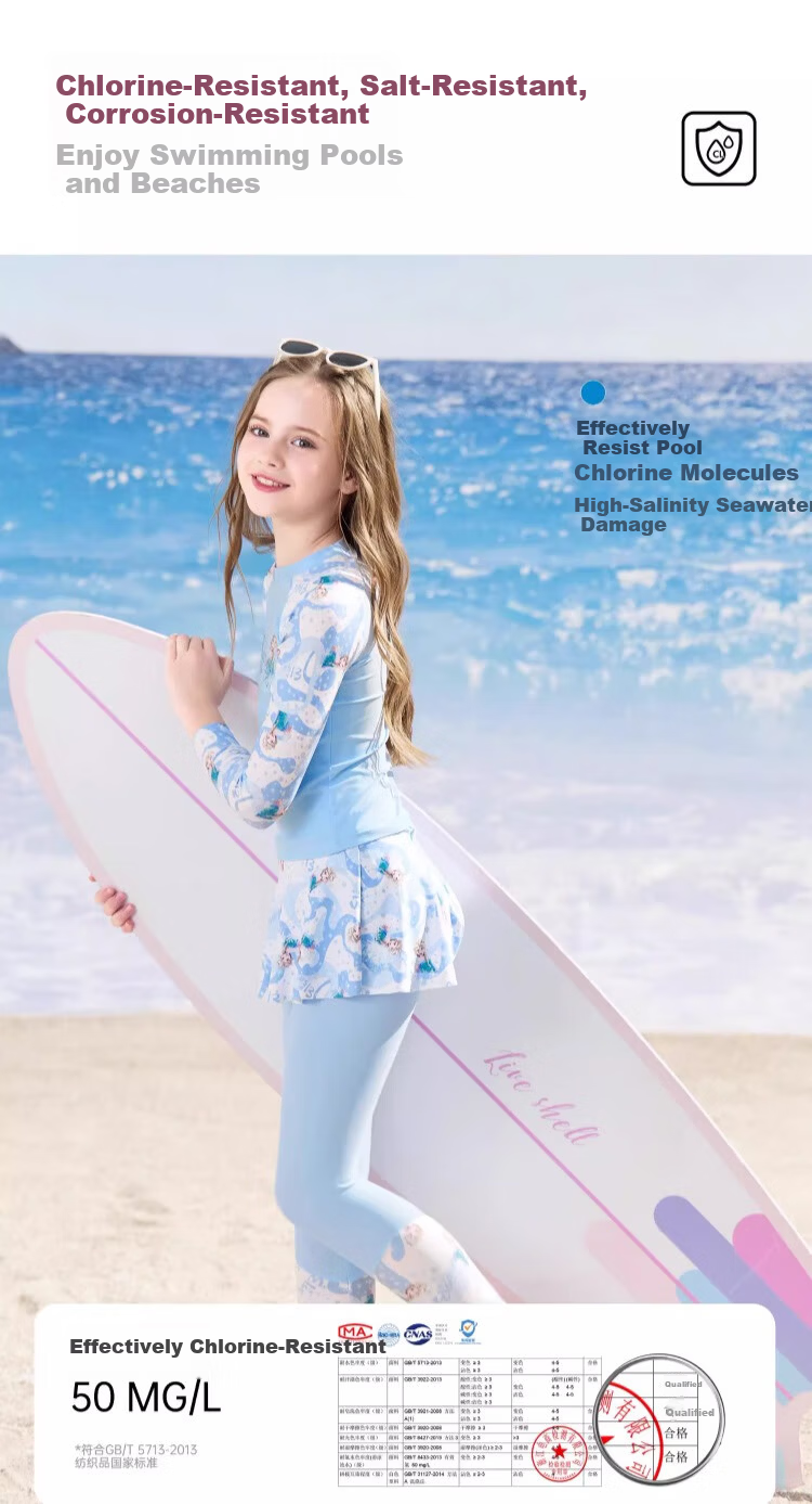 Disney Girls' 6-12 Years Old Two-Piece Long Sleeve Warm Swimwear Set D35197 Light Blue Size 130 9