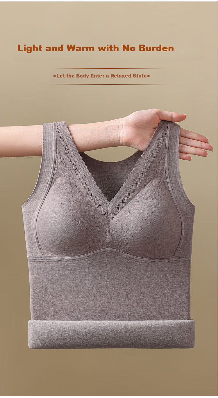 Urban Beauty Women's Thermal Vest with Padded Bra, Fleece-Lined Thickened Seamless Base Layer Vest for Autumn and Winter 14