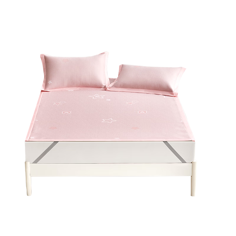 Luolaikids Class A Ice Silk Cooling Mat, Double Bed Fitted Sheet Set of Three Pieces, Pink, for 1.8-Meter Bed, 180*200*30 Cm, Washable