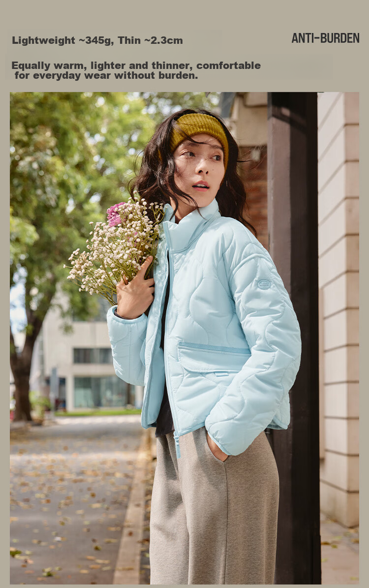 Beneunder Women's Quilted Jacket Lightweight Mid-Warm Stand Collar CL18624 Fast Heating Warm Cotton Coat Machine Washable 17
