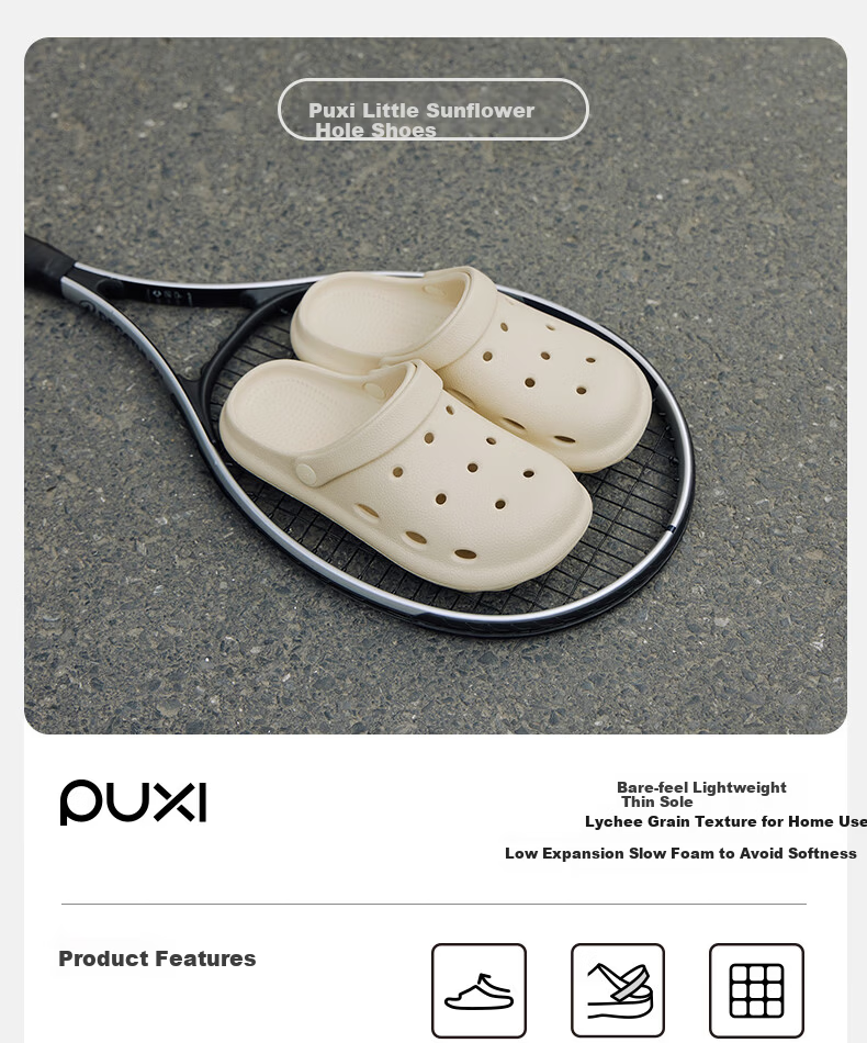Puxi Xiaokuiyang Women's Hollow Sandals New Beach Two-Wear Thick Sole Closed-Toe Summer Half Slippers 1