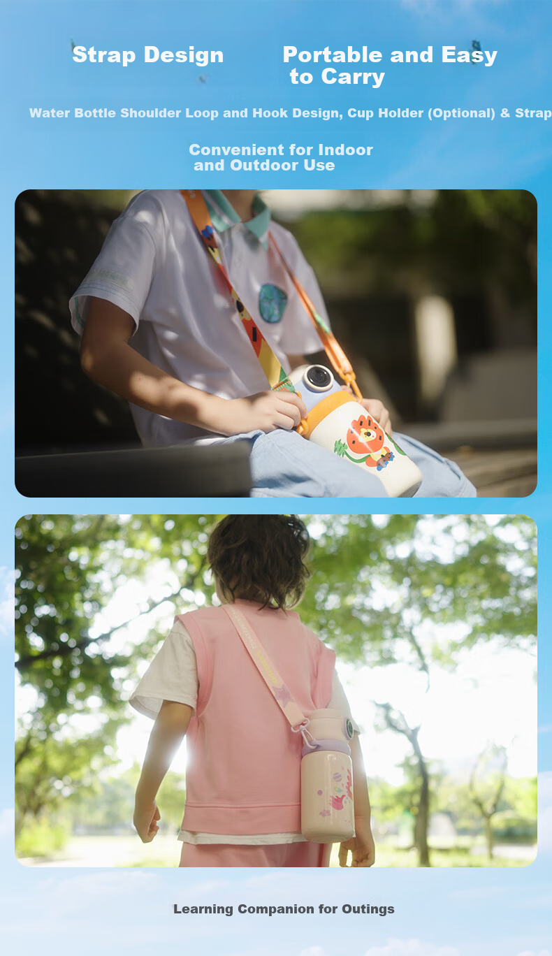 M&G Fingerprint Unlock Children's Smart Insulated Water Bottle 560ml Large Capacity 316L Stainless Steel Straw Cup for Students Girls 8