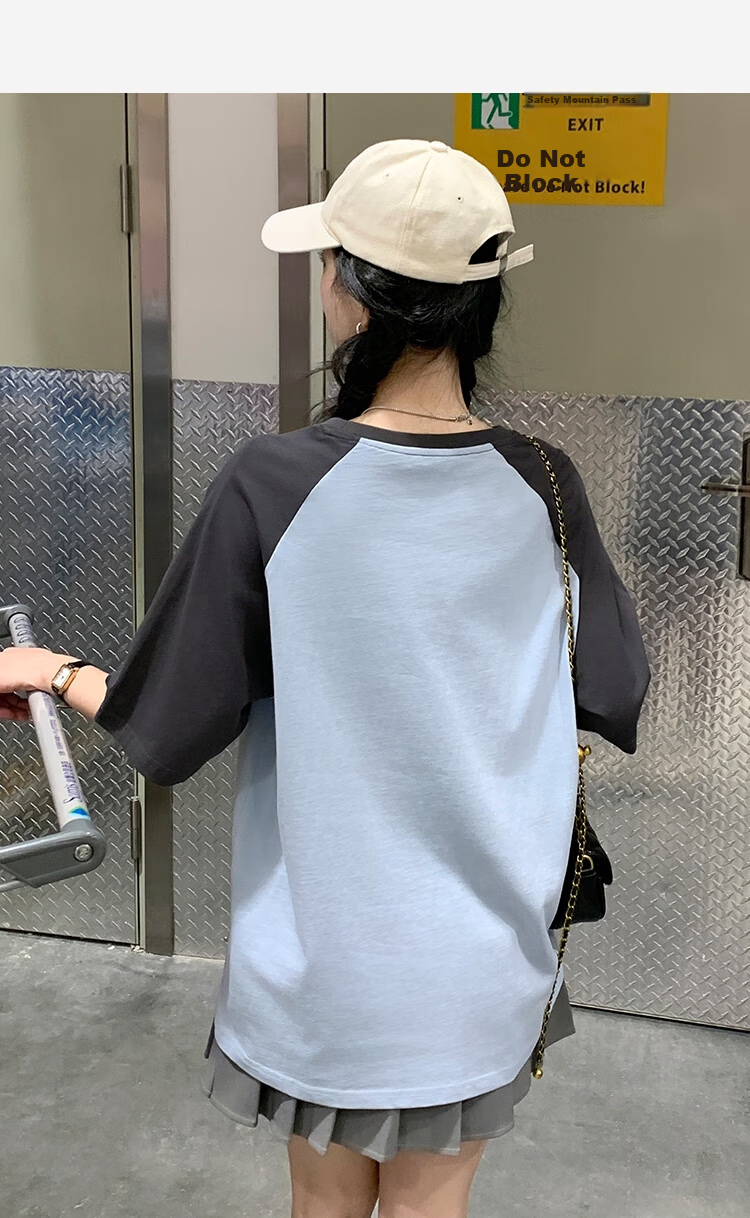 TonLion 2025 Women's Crew Neck Raglan Sleeve Letter Print Short Sleeve T-Shirt WP Charcoal Gray M 11