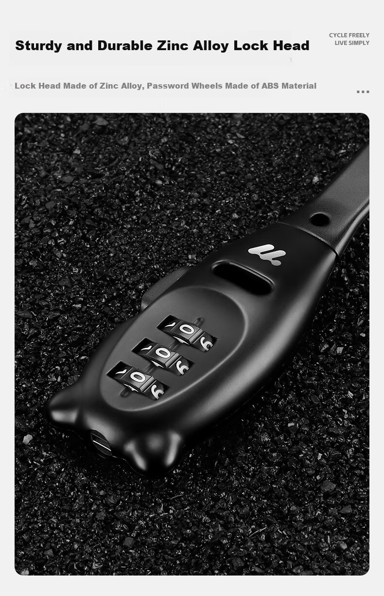 Xiqizhe Bicycle Cable Lock Motorcycle Helmet Lock Electric Vehicle Password Anti-theft Portable Steel Wire Lock 4