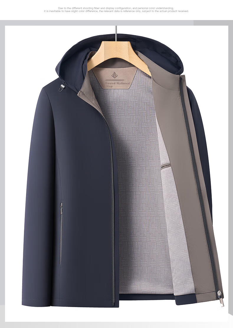Pierre Cardin Men's High-End Spring Jacket Detachable Hood Wrinkle-Resistant Luxury Spring Autumn Coat 13