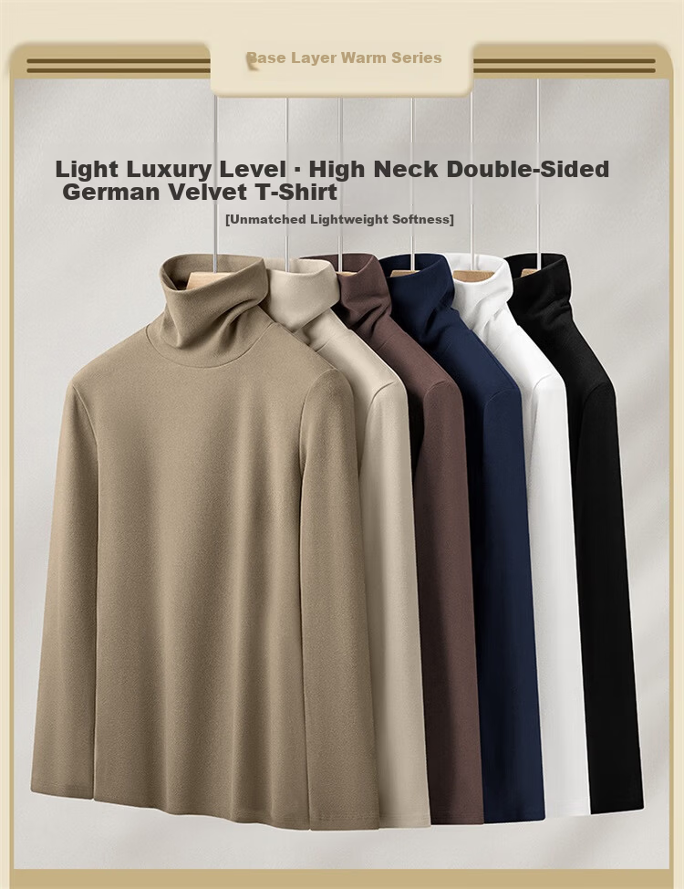 Miiow Men's Thermal Velvet Turtleneck Base Layer Long Sleeve T-Shirt Thickened Warm Top 1