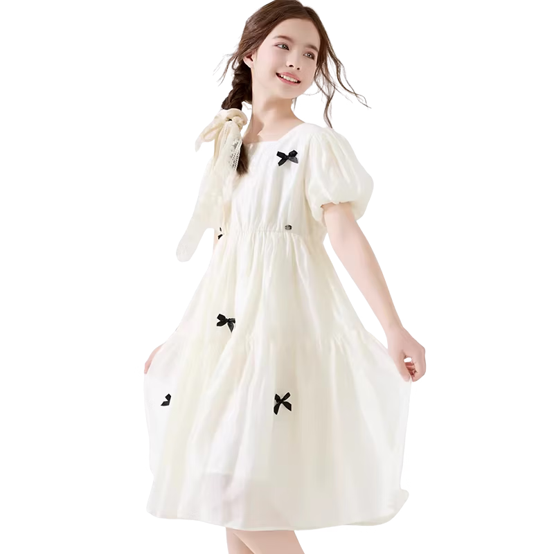 Disney Girls Summer Dress New Children's Princess Dress Large Kids Stylish Tencel Chiffon Dress EQ020 Pink 170