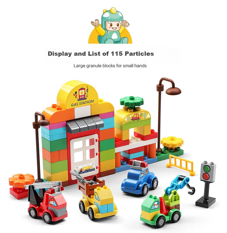 FEELO Compatible LEGO Children's Building Blocks Large Particles Boys and Girls Birthday Gift Transformable Car 1614-2 8