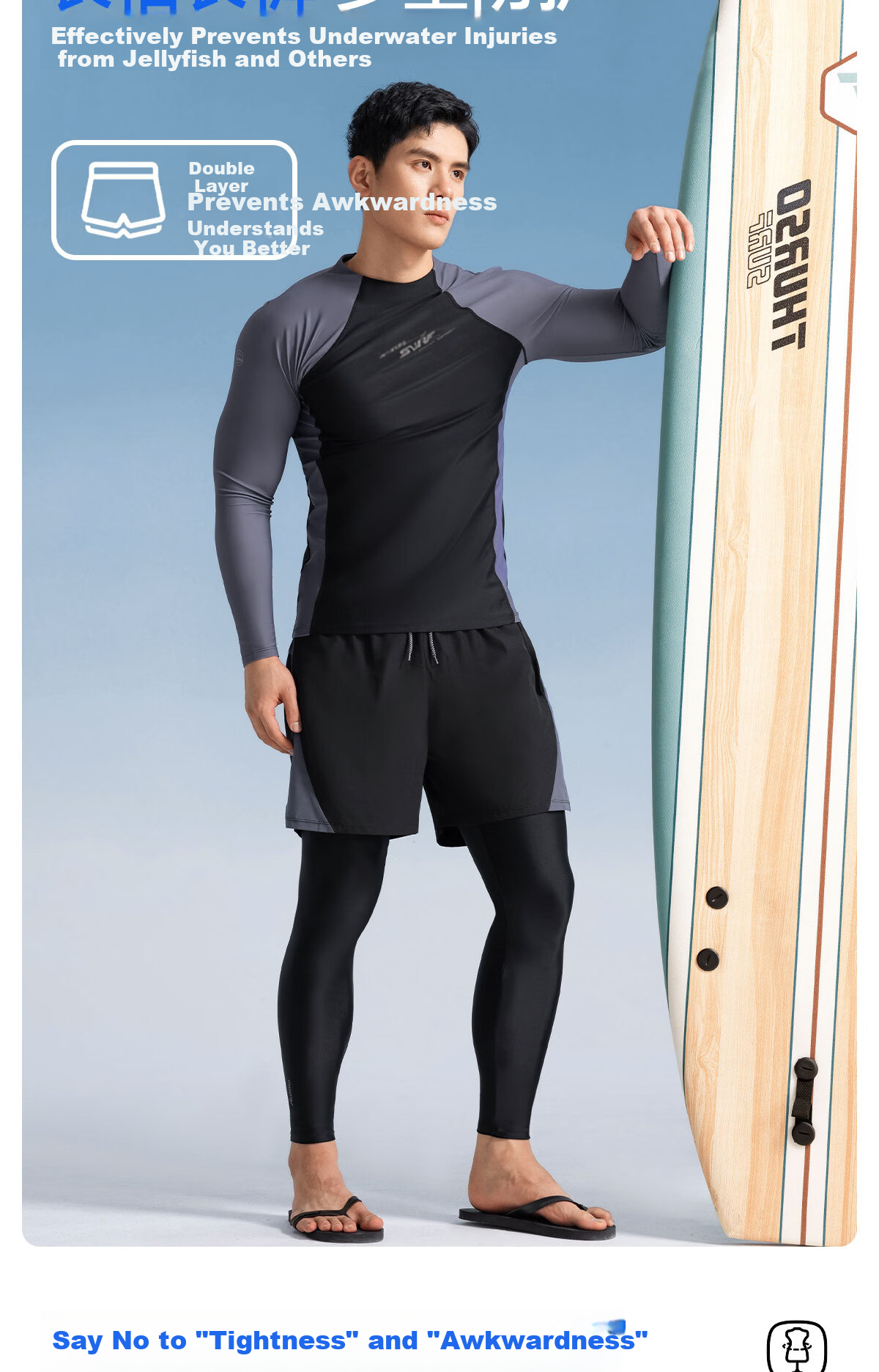 361° Jellyfish Men's Swimwear Set Long Sleeve Long Pants Sun Protection Quick-Dry Adult Surfing Full-Body Snorkeling Wetsuit 2