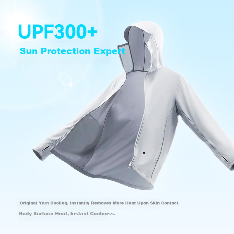 JD Jingzao Bestselling 10k+ Small Fan Men's Sunscreen Ice Silk Cooling Outdoor Sun Protection Jacket Spring Summer Thin Coat Pearl Gray M