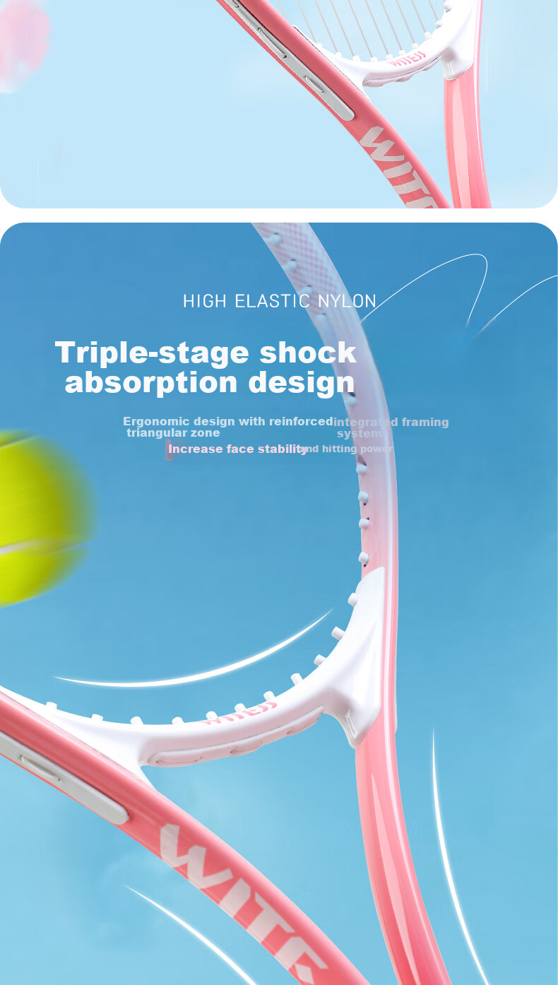 WITESS Tennis Racket for Men and Women Beginners Professional Single Racket with Strings Self-Practice Rebound Training Set Aluminum Alloy 3