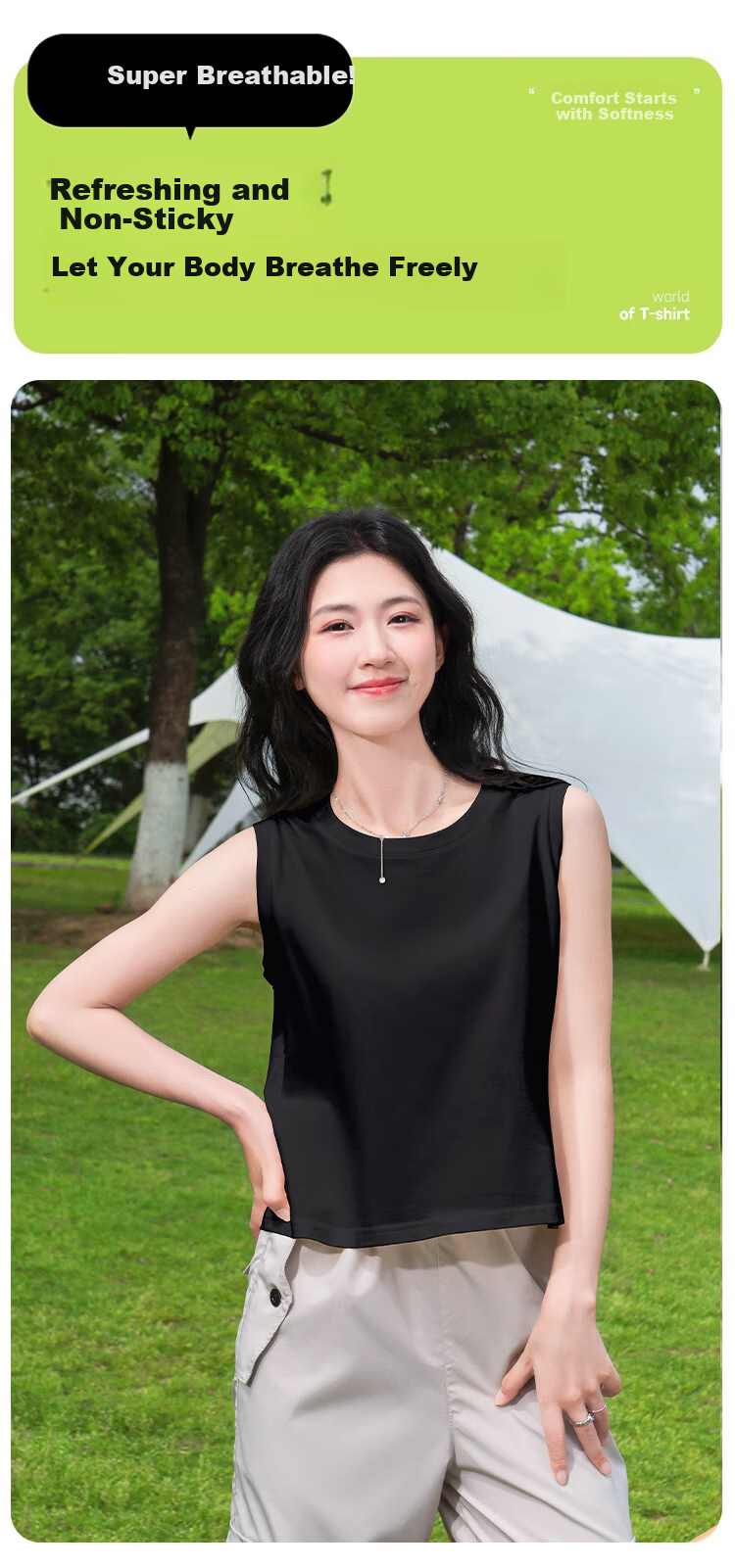 Baleno Women's Pure Cotton Sleeveless Vest Summer Outerwear 2026 New Loose Casual Basic Tank Top 7