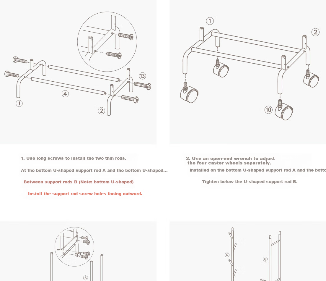 Lanjiaoluo Floor-Standing Clothes Rack, Bedroom Storage with Wheels, Hooks, 80*40*160cm, Mobile And Thickened 23