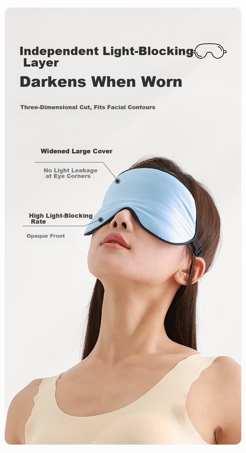 Beianshi Silk Eye Mask Sleep Light Blocking Breathable Unisex Mulberry Silk Double-Sided Eye Mask Black 4