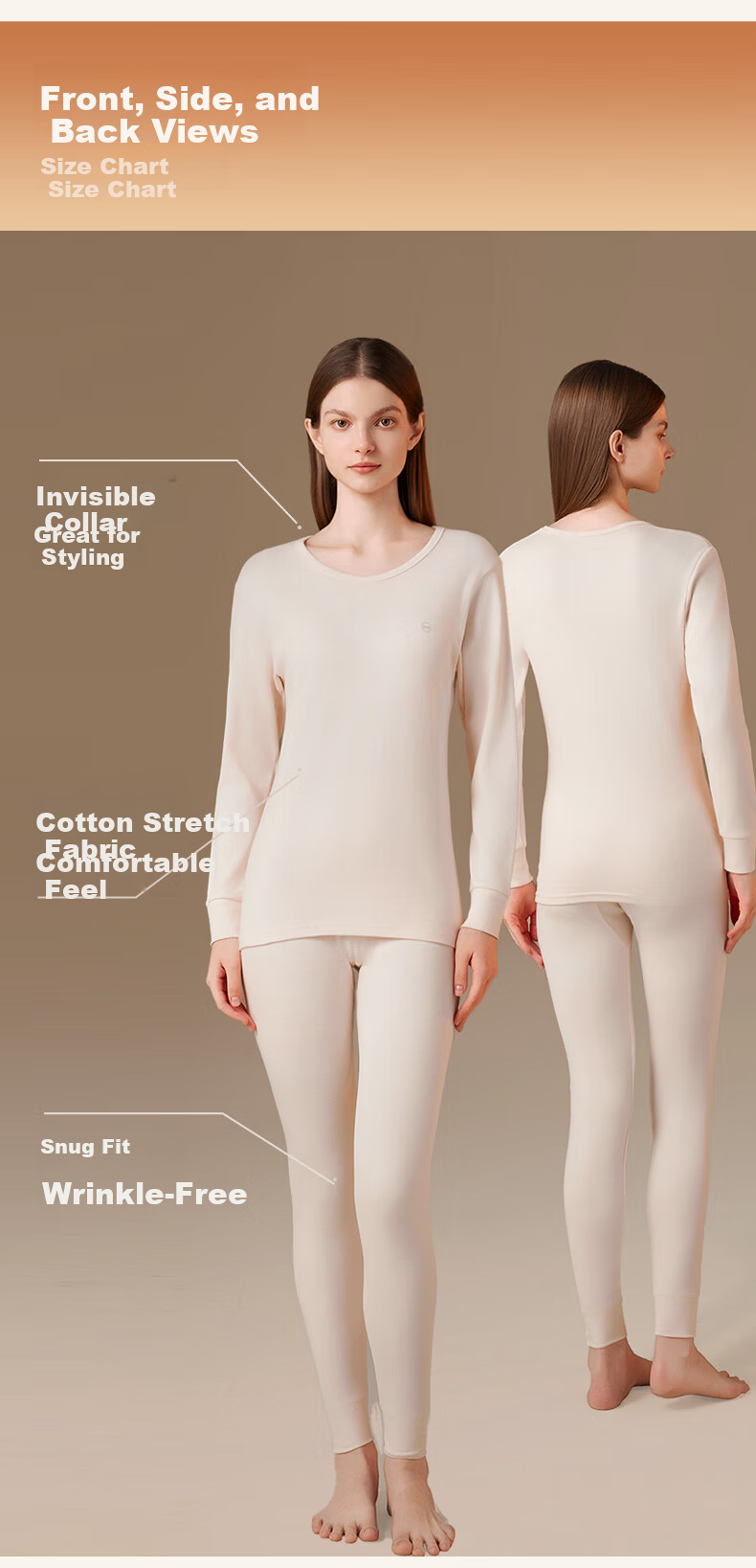 Miiow [Class A 100% Pure Cotton] Women's Autumn Thermal Underwear Set, 10A Antibacterial and Mite-Resistant Cotton Couple Warm Underwear 11