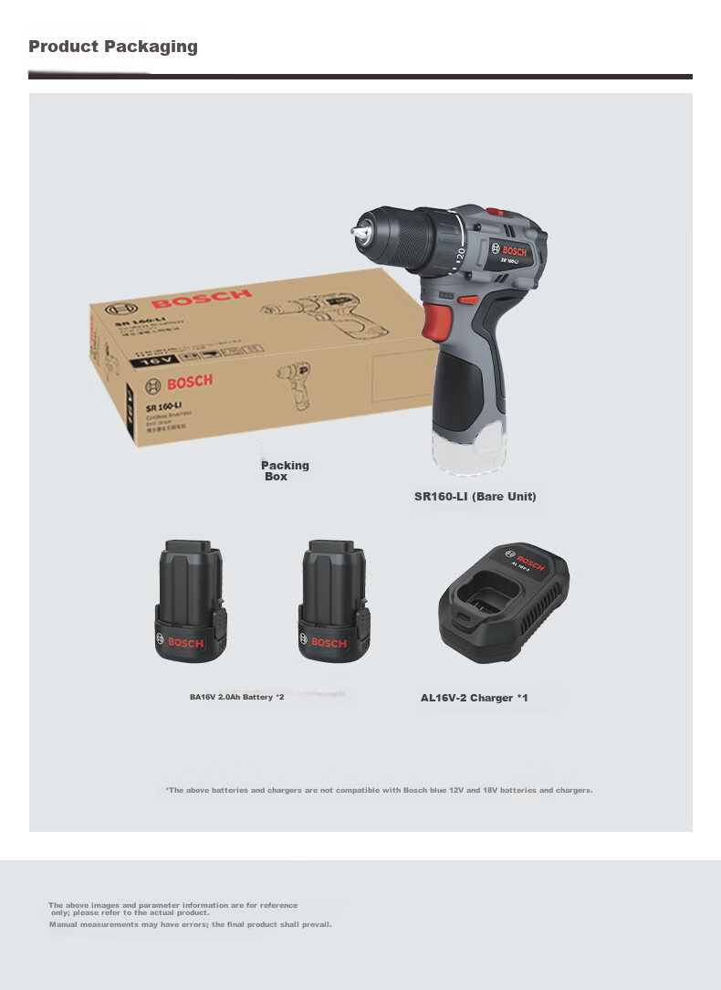 BOSCH 16V Cordless Electric Screwdriver Drill 55Nm High Torque SR160 with Two Batteries and Charger for Home Use 14