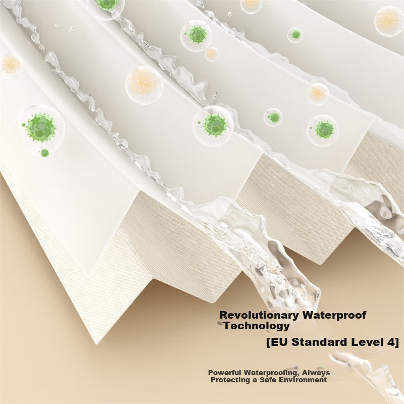 Mercury Home Textiles Mold-Resistant Bathroom Shower Curtain Foldable Magnetic Partition High-Grade Waterproof Shower Curtain Dry-Wet Separation Single Panel