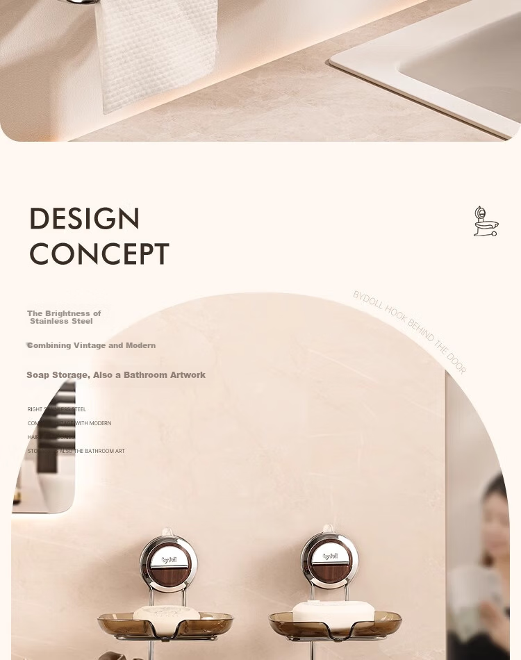 Bydoll Suction Cup Soap Box Wall-Mounted No-Drill Soap Holder Household Bathroom Drainage Soap Rack 2025 Double Model 2