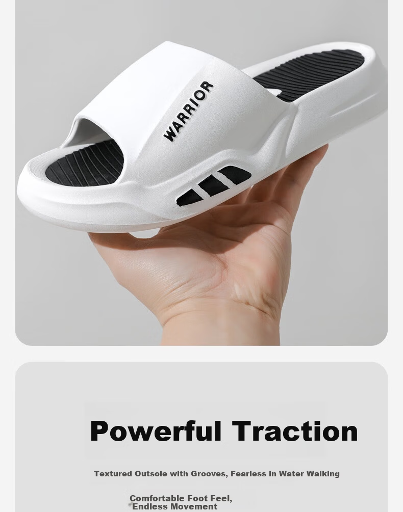 Warrior Outdoor Men's Non-Slip Home Slippers Bathroom Indoor Outdoor Sandals HL0232 White Size 40-41 7
