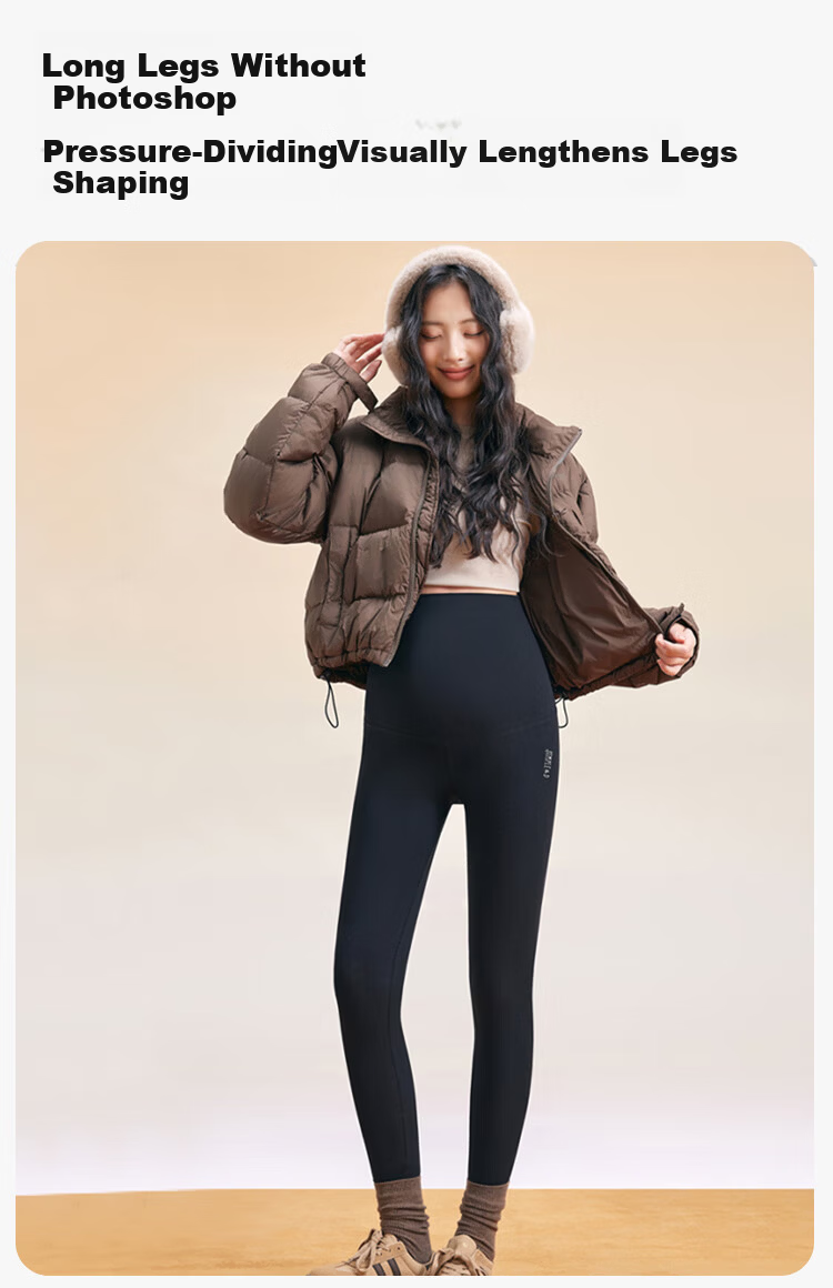 Zaisuo Maternity Leggings Yoga Pants 2025 Autumn Winter Camellia Oil Fleece Lined Seamless Ribbed Warm Maternity Cotton Pants 10