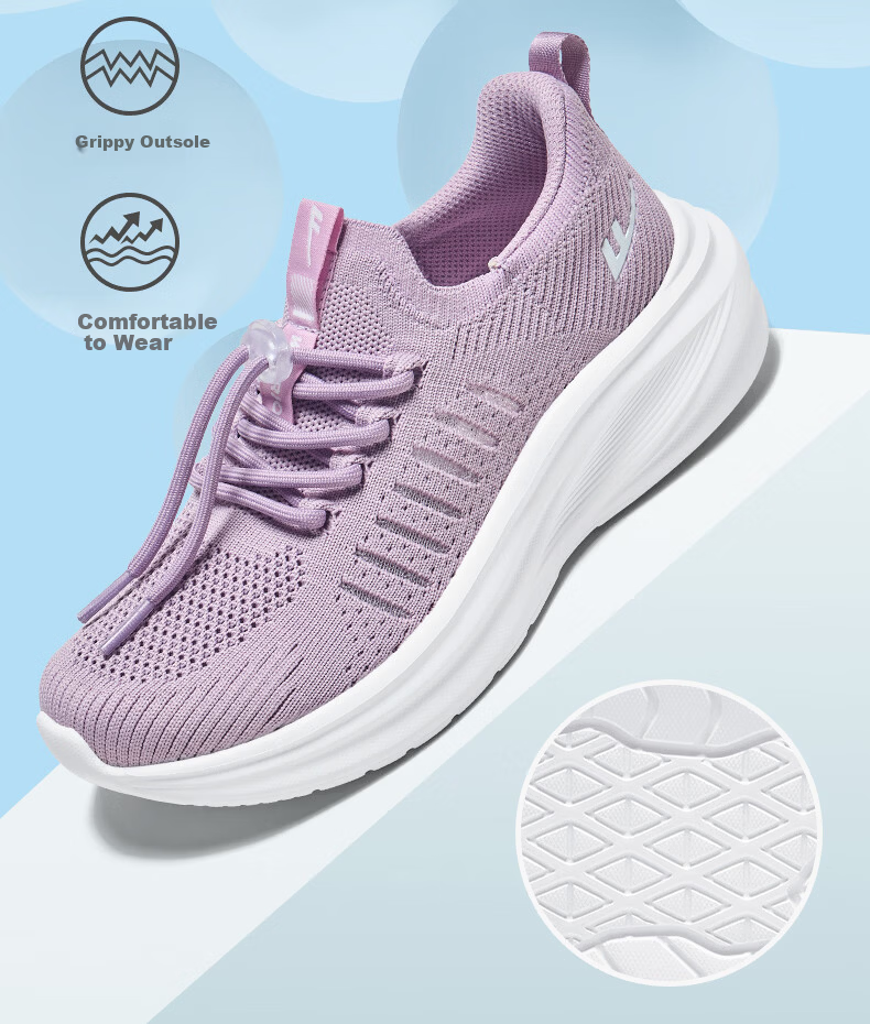 Warrior Women's Shoes 2026 Spring New Soft Sole Mesh Sports Shoes Slip-On for Middle-Aged and Elderly Moms 1282 Purple Size 37 16