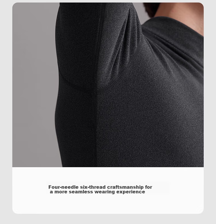 Caiyue Men's Thermal Underwear Set Mid-Neck Windproof 10A Antibacterial Wool Silk Half-High Collar Fleece Autumn Top and Bottom 8