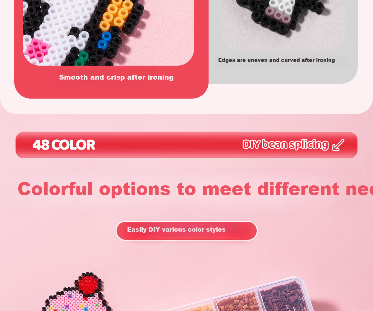 Dimoarch Premium Perler Beads DIY Craft Kit Complete 3D Fusion Bead Pen Tool Iron Birthday Gift 48 Colors 8