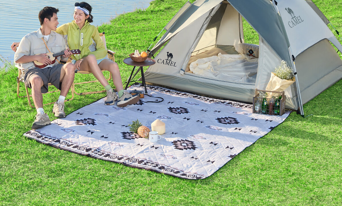 CAMEL Outdoor Titanium Black Coated Tent Portable Sunshade Foldable Park Picnic Camping Overnight Home Use Camel Color 23