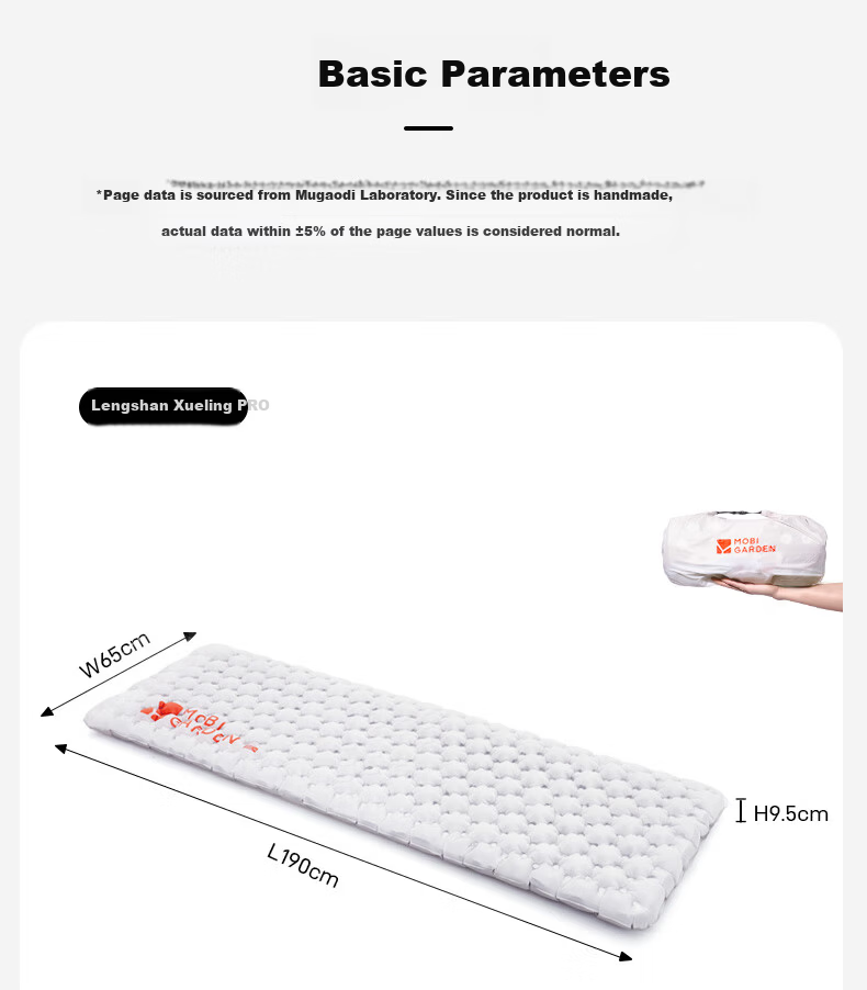 MOBIGARDEN Lengshan Xueling R3.9 Outdoor Camping Ultralight Inflatable Moisture-Proof Mat NX24663019 Snow Peak White 16