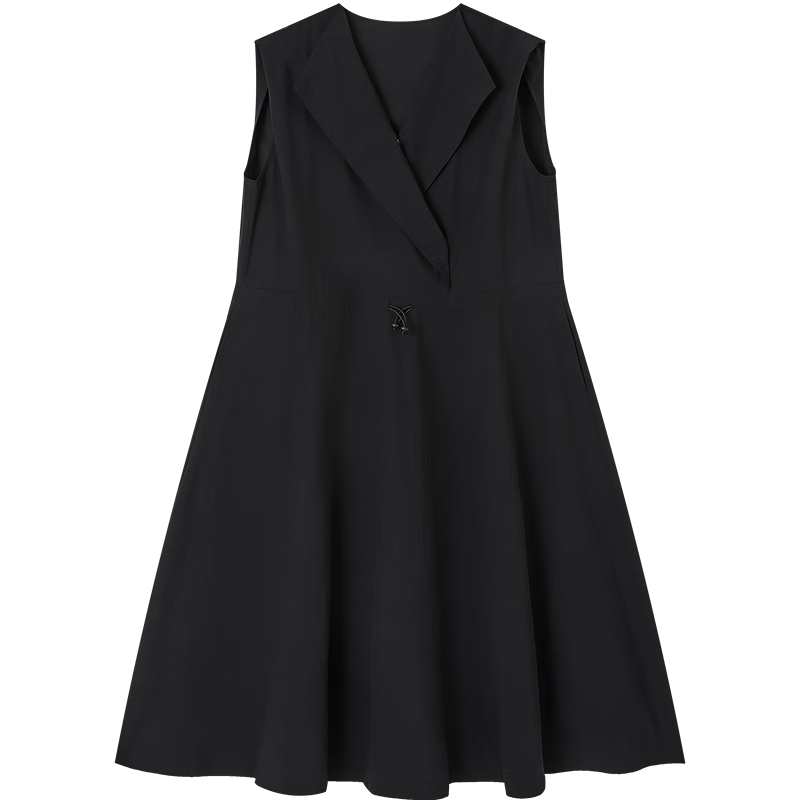 Demana Quick-Dry Sun Protection Series Summer Lightweight Casual Polo Collar Sleeveless Drawstring Waist Mid-Length Dress for Women
