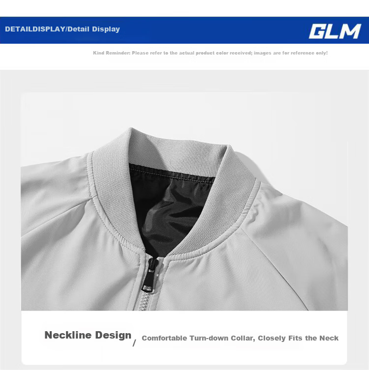 GLM Men's Spring Autumn Windproof Loose Jacket Casual Baseball Coat Comfortable Versatile Top Black XL 12