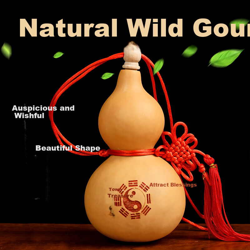 Feng Shui Pavilion Natural Gourd Pendant Home Protection Feng Shui Ornament with Dragon Head Genuine Gourd Hand-Turned Cultural Play Gourd 1