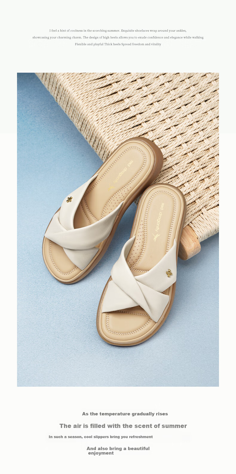 RED DRAGONFLY Genuine Leather Mom Sandals, Summer Sheepskin Soft-Soled Comfortable Non-Fatiguing Middle-Aged And Elderly Sandals WJK25865 Beige 38 5