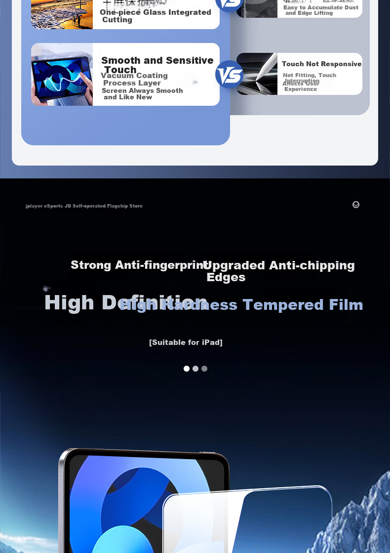 JPLAYER Tempered Glass Screen Protector for Apple iPad Air 7/6, Air 13-inch 2025/24 M3 Chip, Full-Screen HD Anti-Fingerprint Tablet Film 2